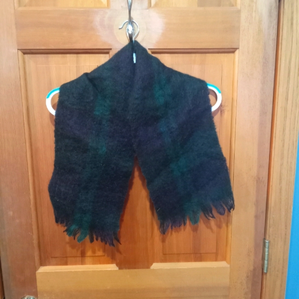 Glentana mohair wool blend blue green scarf